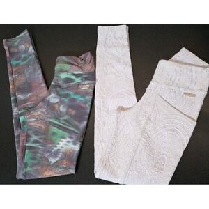 2 Vestem Athletic Leggings XS Woman Tie Die Embroidered Brazilian Active Yoga